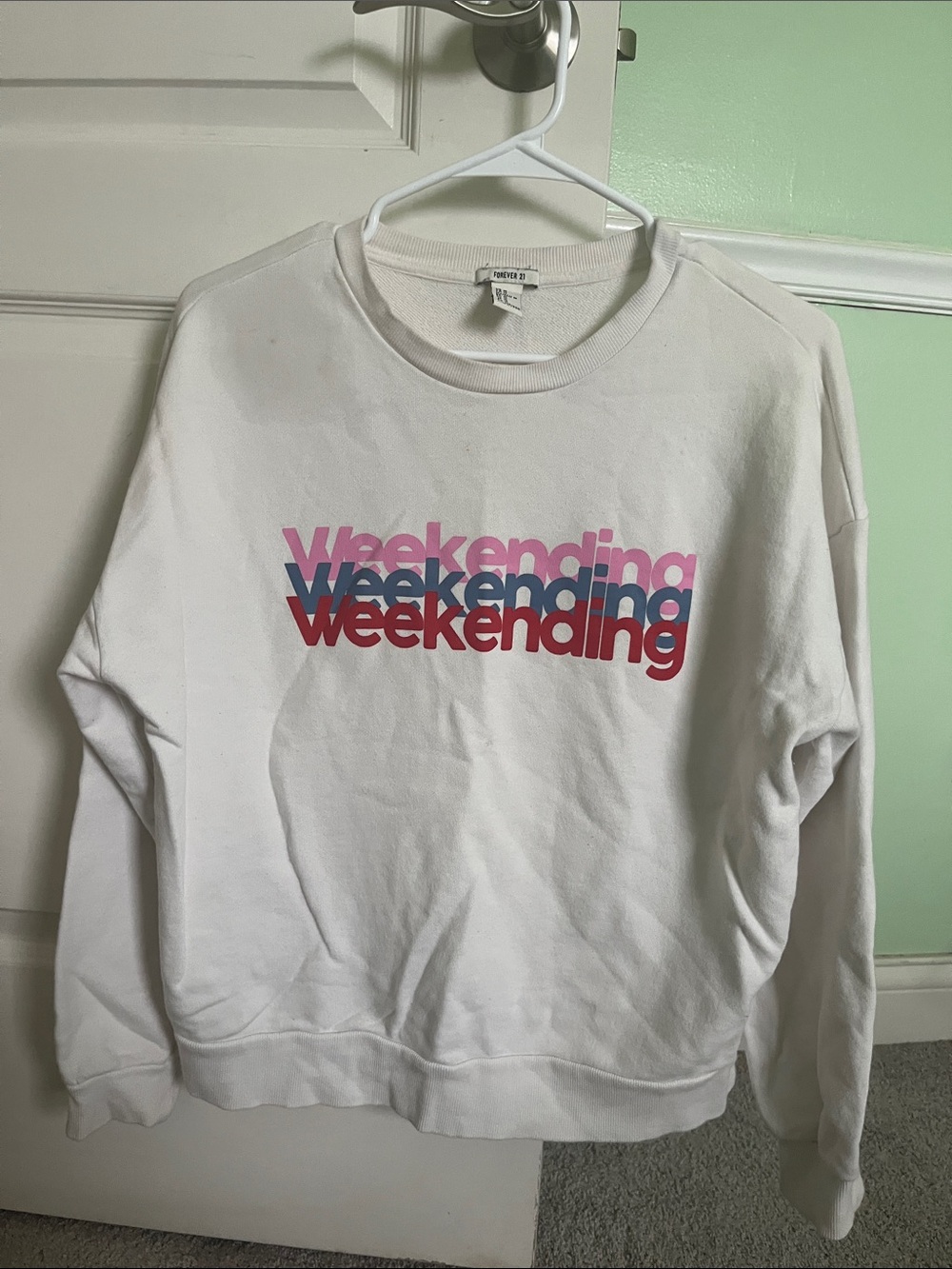 Weekending White Crewneck Sweatshirt - Multicolor Print